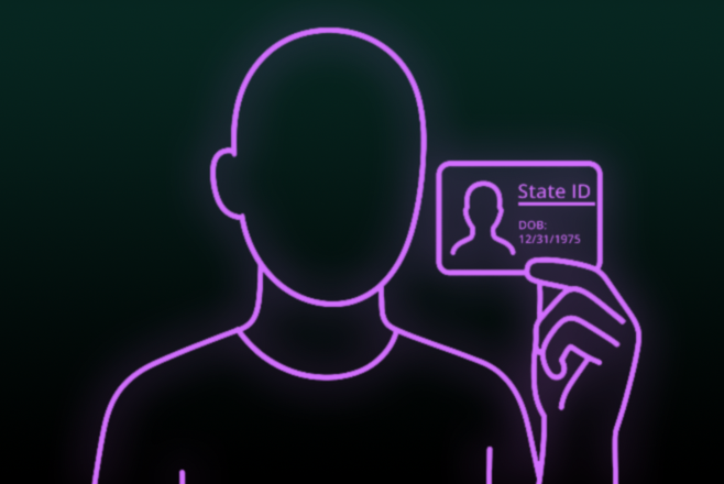 Example of a selfie holding an ID